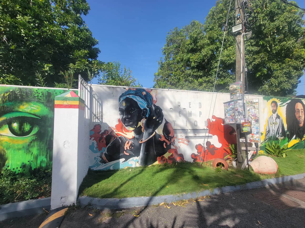 Colorful Jamaican cultural mural
